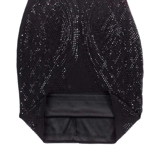 Windsor Round Neck Long Sleeve Studded Bodycon Mini Dress Womens Black Small NWT - Picture 8 of 16